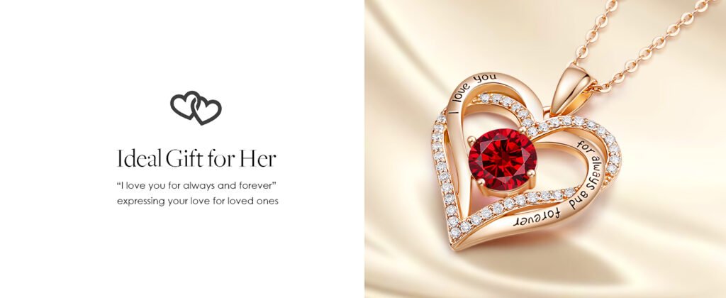 CDE Forever Love Heart Necklace for Women – S925 Silver Birthstone Pendant