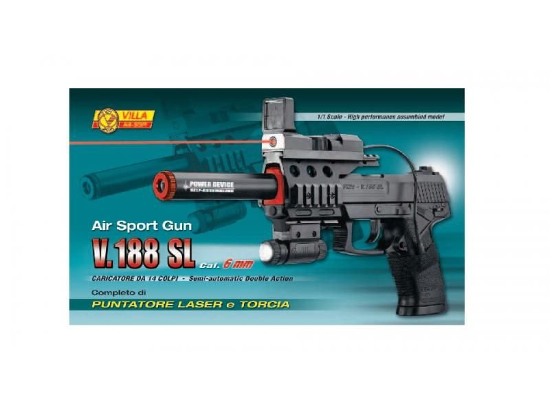 Airsoftová zbraň V-188 SL LASER + LIGHT AIR SOFT Villa Giocattoli Poľovnícke potreby