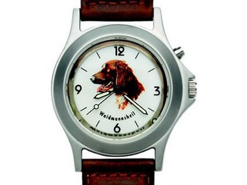 Poľovnícke hodinky Greiner kožený remienok/motív hlava psa Greiner Poľovnícke potreby