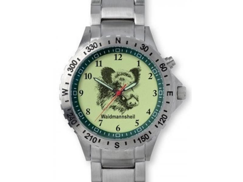 Poľovnícke hodinky Greiner nerezový remienok/hlava diviaka Greiner Poľovnícke potreby