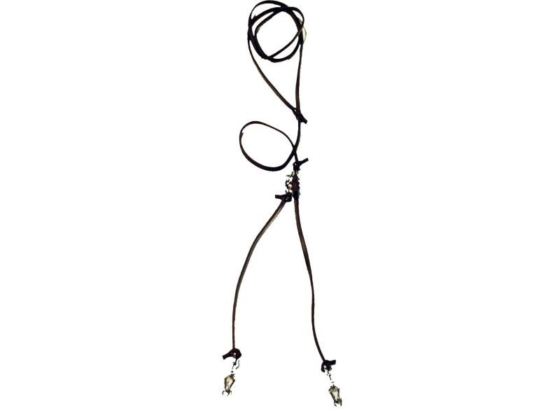 Vypúšťacie vodítko pre 2 psov z guľatej kože farba hnedá ZUBÍČEK Poľovnícke potreby